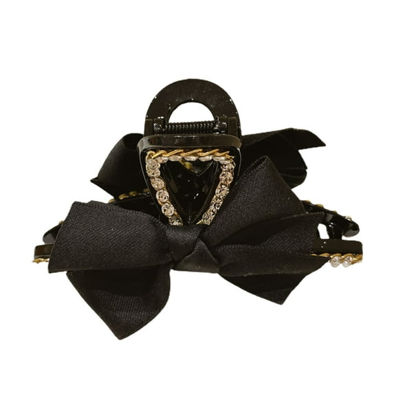 Hair Claw Bow Rhinestone Women Pure Color Anti-fall Hair Jaw for Daily Wear