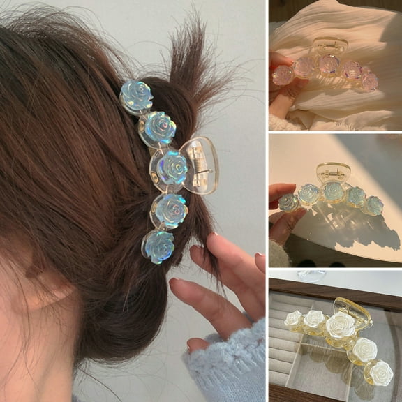 Hair Claw Clip Flower Design Elegant Plastic Clamp Non-slip Styling Tool Hair Fixer Headwear Shark Clip Women Half Bun Hairpin Hair Accessories