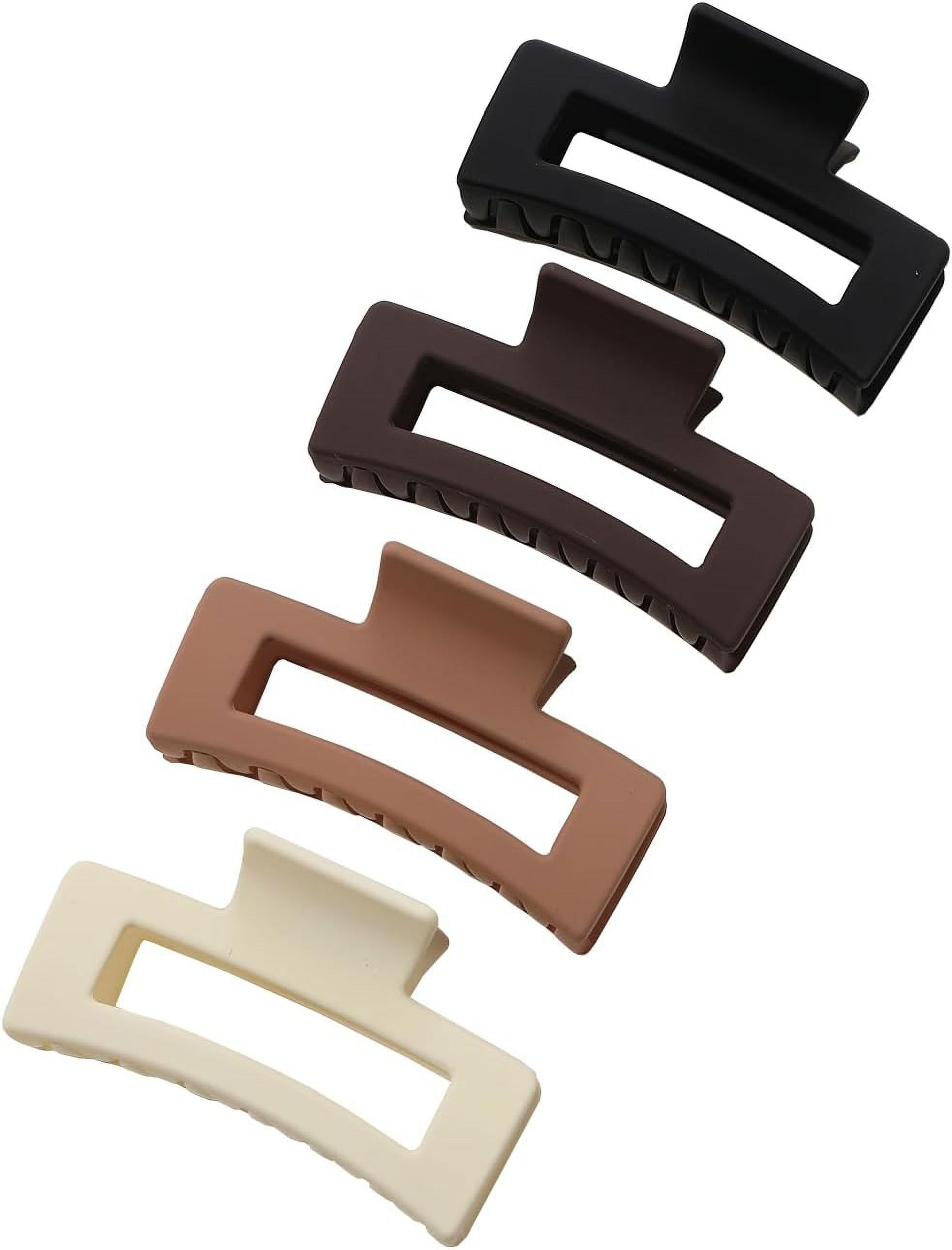 Hair Claw Clip Matte Rectangle Brown, Large Hair Claw Clips for Thin & Thick Hair, Strong Holds Jaw Clips (Rectangle)
