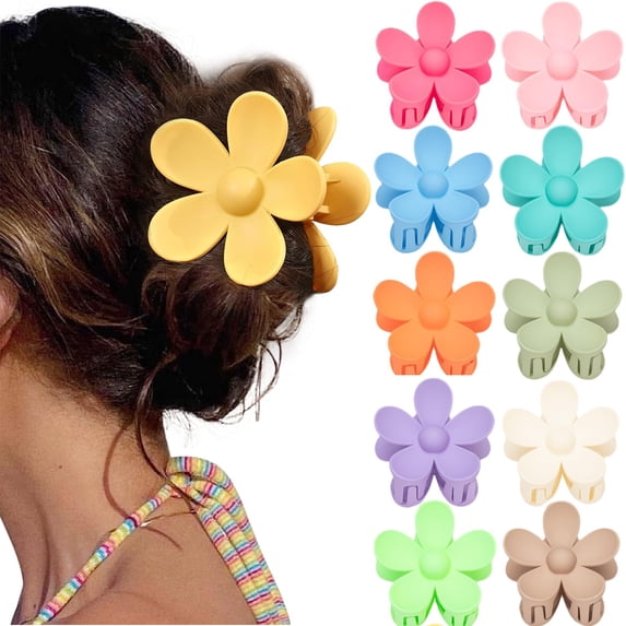 Hair Claw Clips 6PCS Flower Hair Clips Large Hair Clips Cute Claw Clips for Women Thick Hair, Hair Jaw Clips Big Dasiy Matte Hair Clips Non Slip Strong Hold for Women Thick Thin Hair