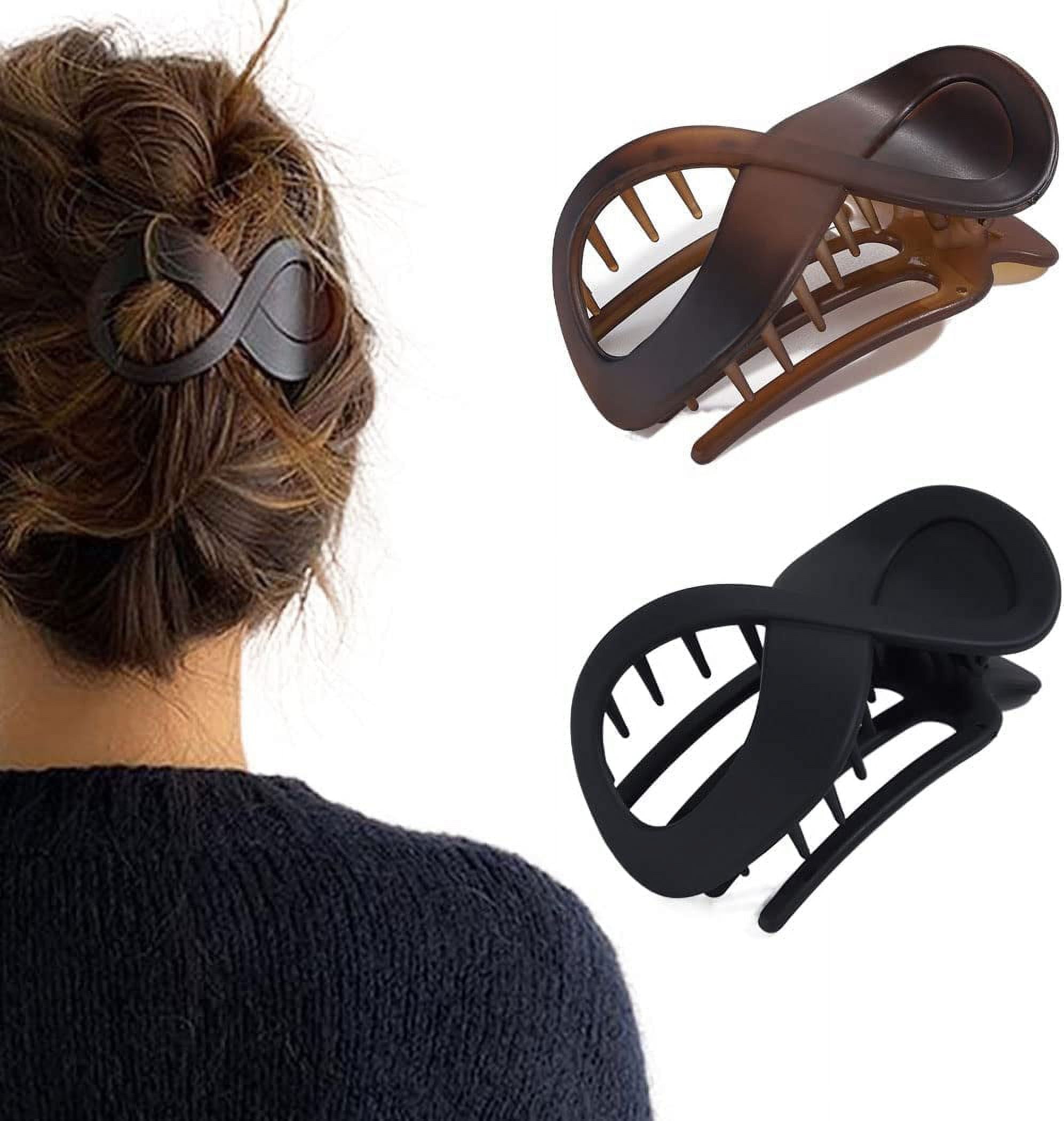 Hair Claw Clips Black Large Hair Clips Hair Accessories for Women and Girls (A)