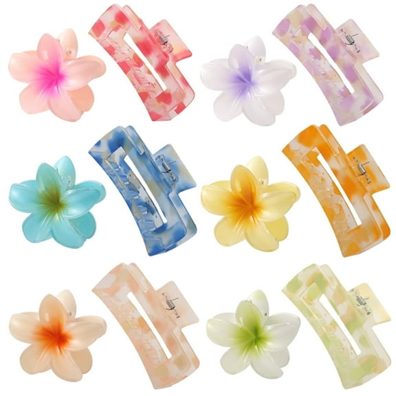 12 Pcs Flower Hair Clips Big Claw Clips for Women Thin or Thick Hair, Beach Cute Hair Accessories