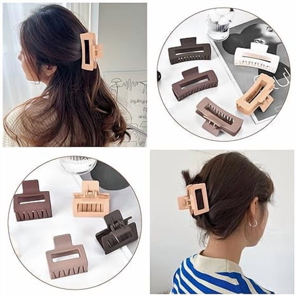 Hair Claw Clips for Women Thick and Thin Hair Accessories 8P Big and 4P small Neutral Colors Hair Clips For Women Thick Hair Nonslip Jumbo Claws Clip Long Jaw Clips Banana Square Hair Claws Strong