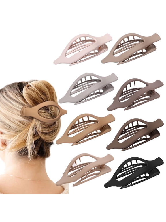 French Concord Hair Clips Claw - 8Pcs Side Slide Volume Clips for Women Girls Thick or Thin Hair