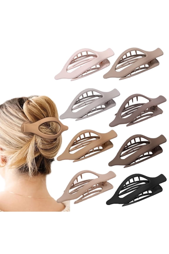 French Concord Hair Clips Claw - 8Pcs Side Slide Volume Clips for Women Girls Thick or Thin Hair