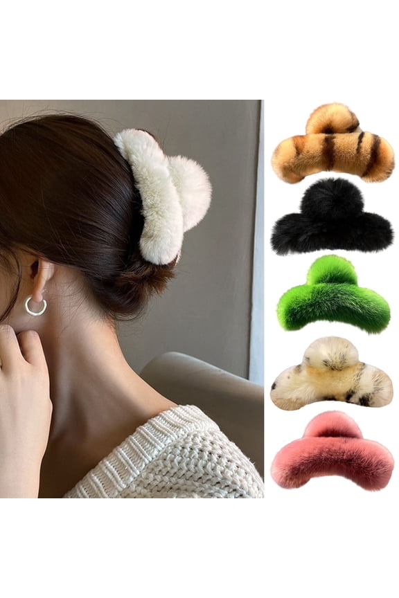 Hair Claw Furry Flush Strong Claw Anti-slip Anti-break Solid Color Hair Organization Decoration Lady Hair Clamp Hair Gripper
