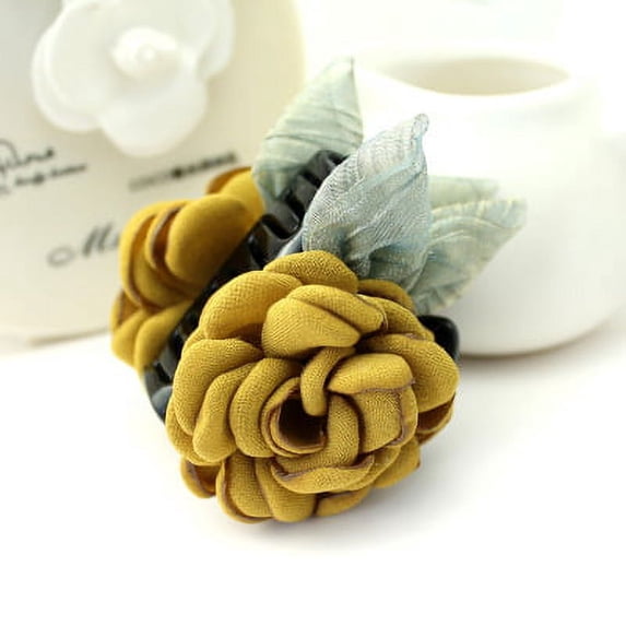 Hair Claw, GMYLE Hair Clips Barrettes Flower Cute Fancy Retro Vintage Korean Style Hair Pins Accessories for Women Girls Fashion Beauty (Yellow)