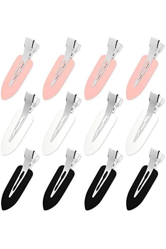 Hair Clip, 12 count No Crease Hair Clips for Styling, Makeup, Sleeping, Makeup Application ABS  and Stainless Steel, Non Slip, No Bend Design, Suitable for  Hairstyles