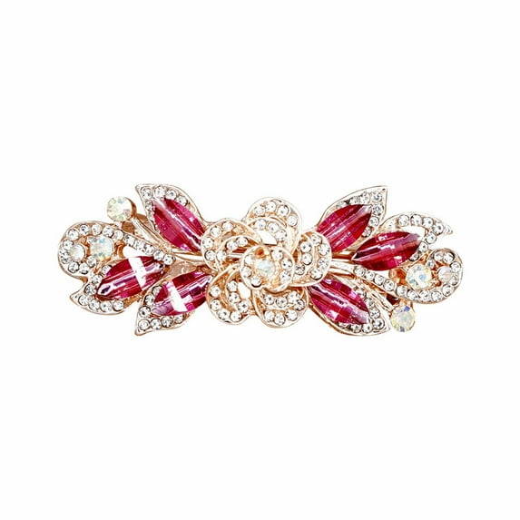 Hair Clip Barrette Flower Rhinestone Hair Barrette Bling Wedding Barrette Hairpins Shine Bridal Decorative Headpieces Hairclip Jewelry for Women and Girls