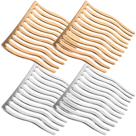 Hair Clip Comb Wide Tooth Combs for Women Metal Wedding Women's Bride Hairpin Modeling 4 Pcs