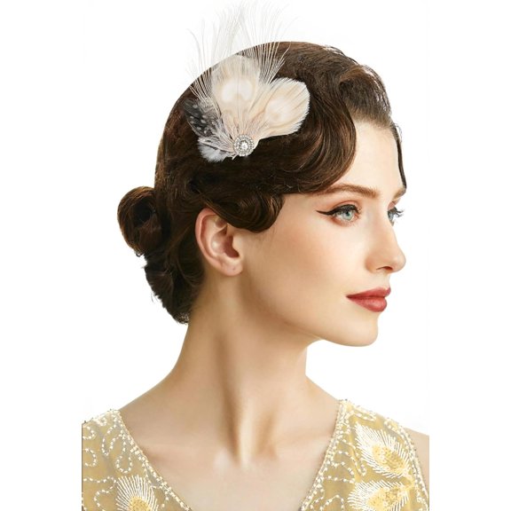 Hair Clip Peacock with Rhinestones, 1920s Peacock Flapper Fascinator, Size Fits