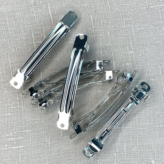 Hair Clip Snap Back 6/Pkg-Silver