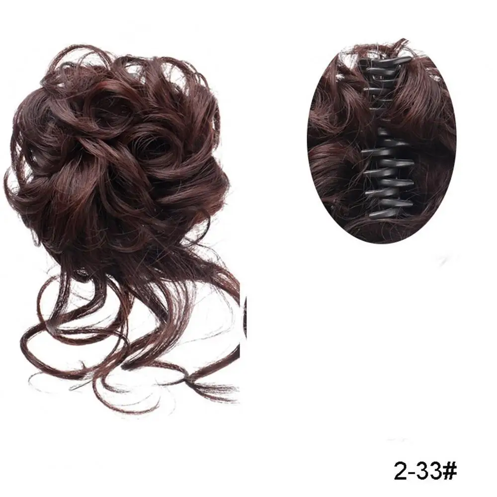 Hair Clip Wig Fluffy Grab Clip Flower Bud Ball Wig Ponytail Lazy Female Simulation Long Curly Tassel Hair Extensions