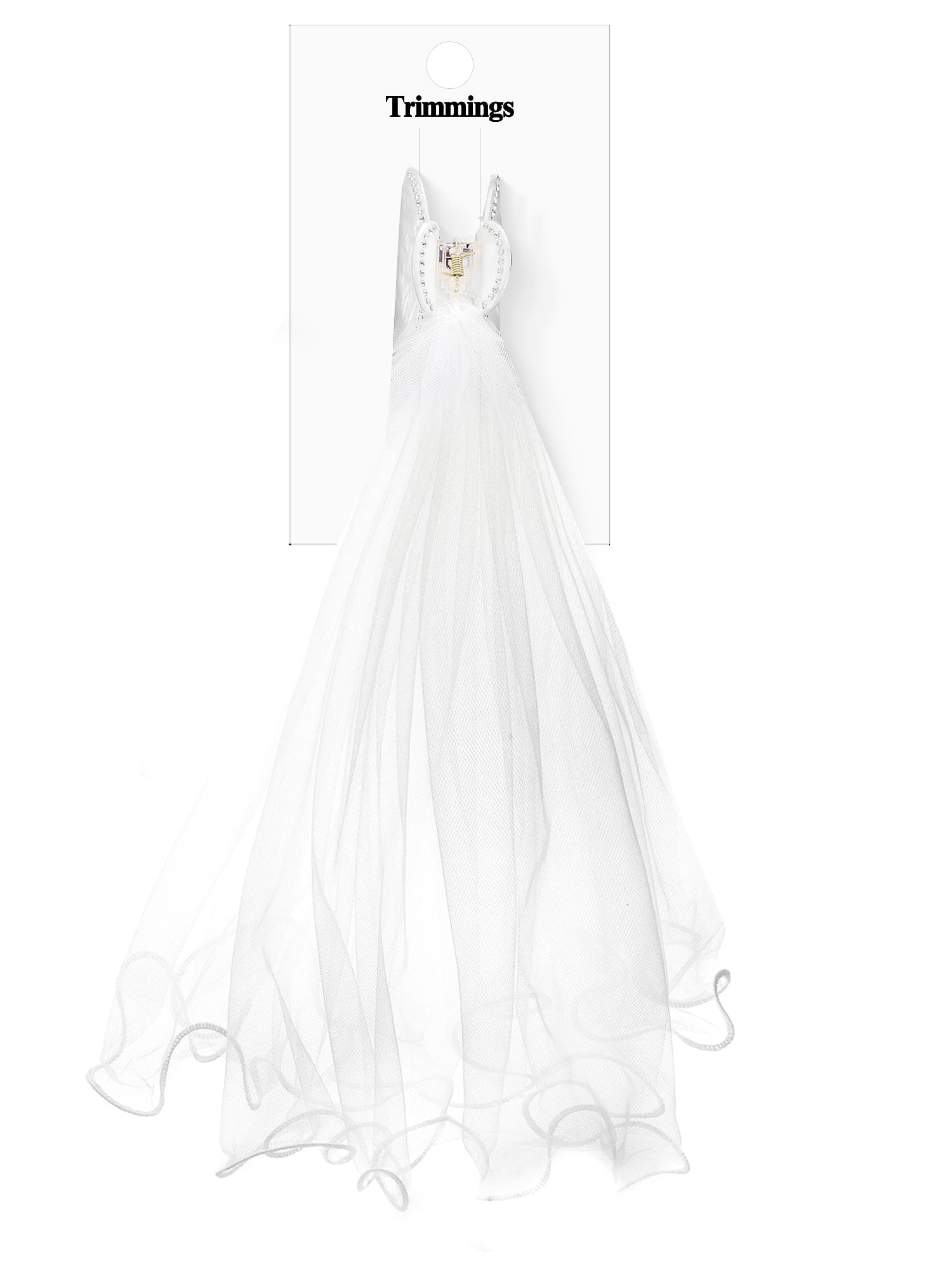 Bride Hair Clip with Veil, White, 1 piece by Trimmings