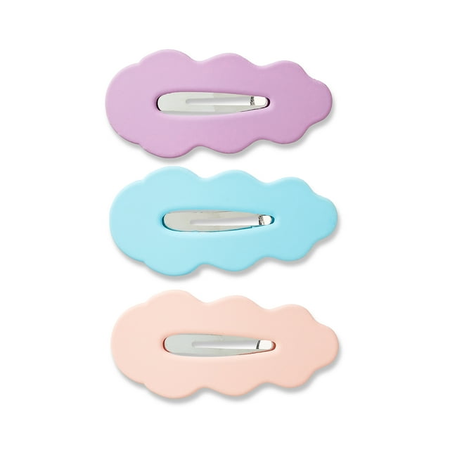 Pastel Scalloped Hair Snap Clips, 3 Count