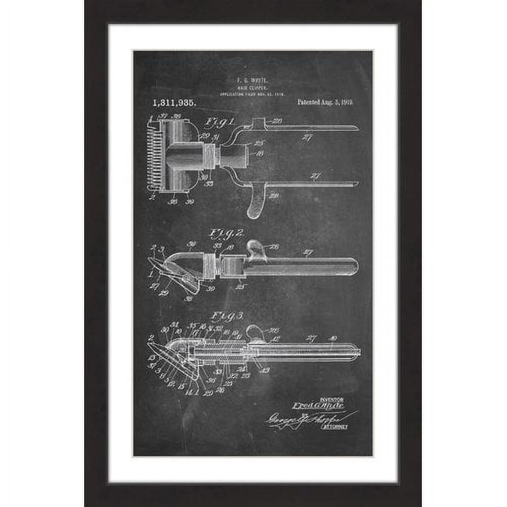 "Hair Clipper 1919 Chalk" Framed Painting Art Print, 24" x 1.5"
