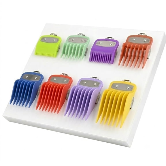 Hair Clipper Guide Comb Set Color-Coded Cutting Guards with Metal Buckles Universal Attachment for Grooming