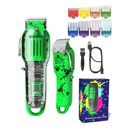 Hair Clipper For Men Professional Cordless Hair clippers Trimmers Electric Hair Clipper Haircut with LED Display,Adjustable taper lever Blade Length Control (0.8mm-2mm) with 8 Multi-color Guide Comb