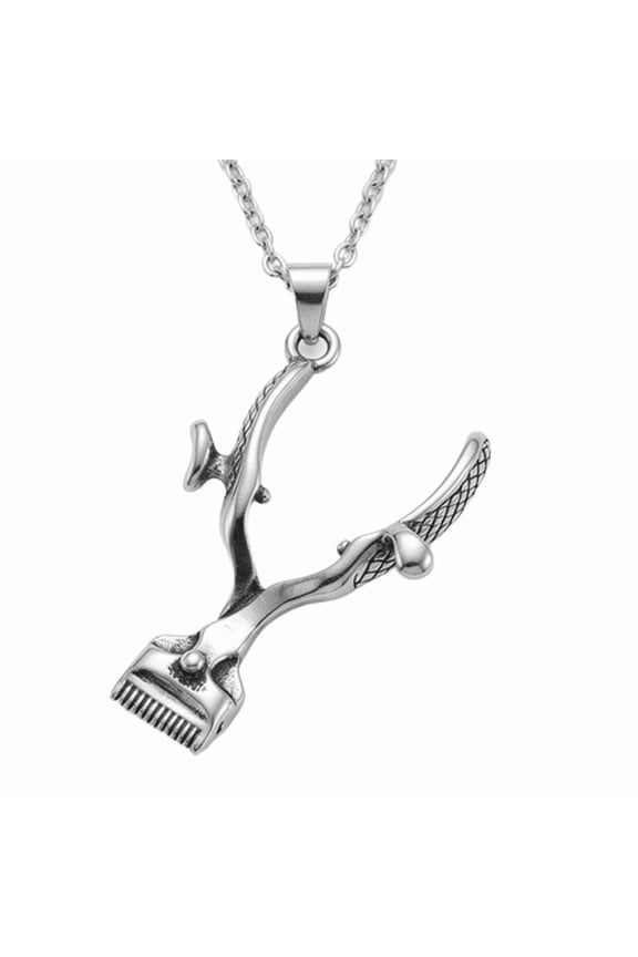 Hair Clipper Pendant Necklace Stainless Steel 18 Inch Cable Chain Barber Tool Silver Tone Professional Salon Stylist Jewelry Gift Mens Accessory