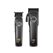 Hair Clipper Set   TTOOGO Professional Cordless Mens Electric Trimmer with 5-Speed Adjustable Lever, Dual-Blade System, Zinc Alloy Body, Low Noise, Long-Lasting Battery