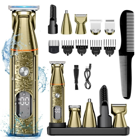 Hair Clippers, 5 IN 1 Cordless Electric Nose Ear Beard Trimmer Facial Body Shaver, Rechargeable Men's Haircut & Grooming Kit with LED Display for Father Husband Boyfriend