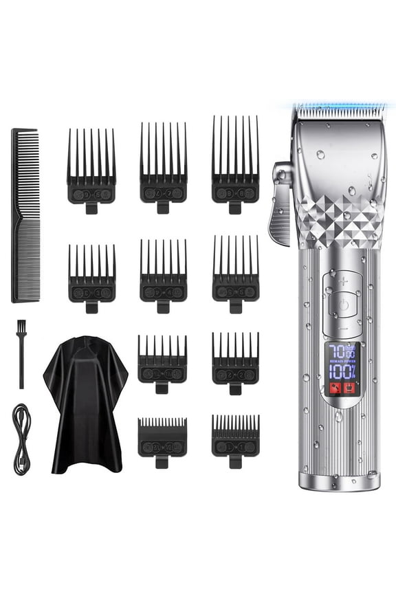 Hair Clippers, 7000 RPM Beard Trimmer for Men, Rechargeable Cordless Electric Razor Shaver, All in One Men's Grooming Kit with LED Display & 10 Guide Combs, Gifts for Husband Father Boyfriend