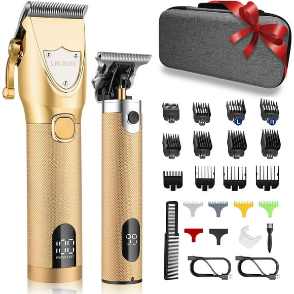 Hair Clippers Cordless Hair Trimmer Electric Barber Clippers - Zero Gapped Trimmer Professional Beard Trimmer Rechargeable Hair Cutting Kit (Gold)