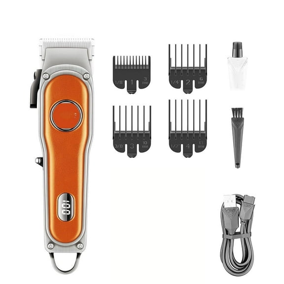 Hair Clippers Hair Trimmer Adjustable Hair Clipper Barber Cordless Hair Cutting Machine Haircut Digital Display Trimmer For Men(Orange with box)