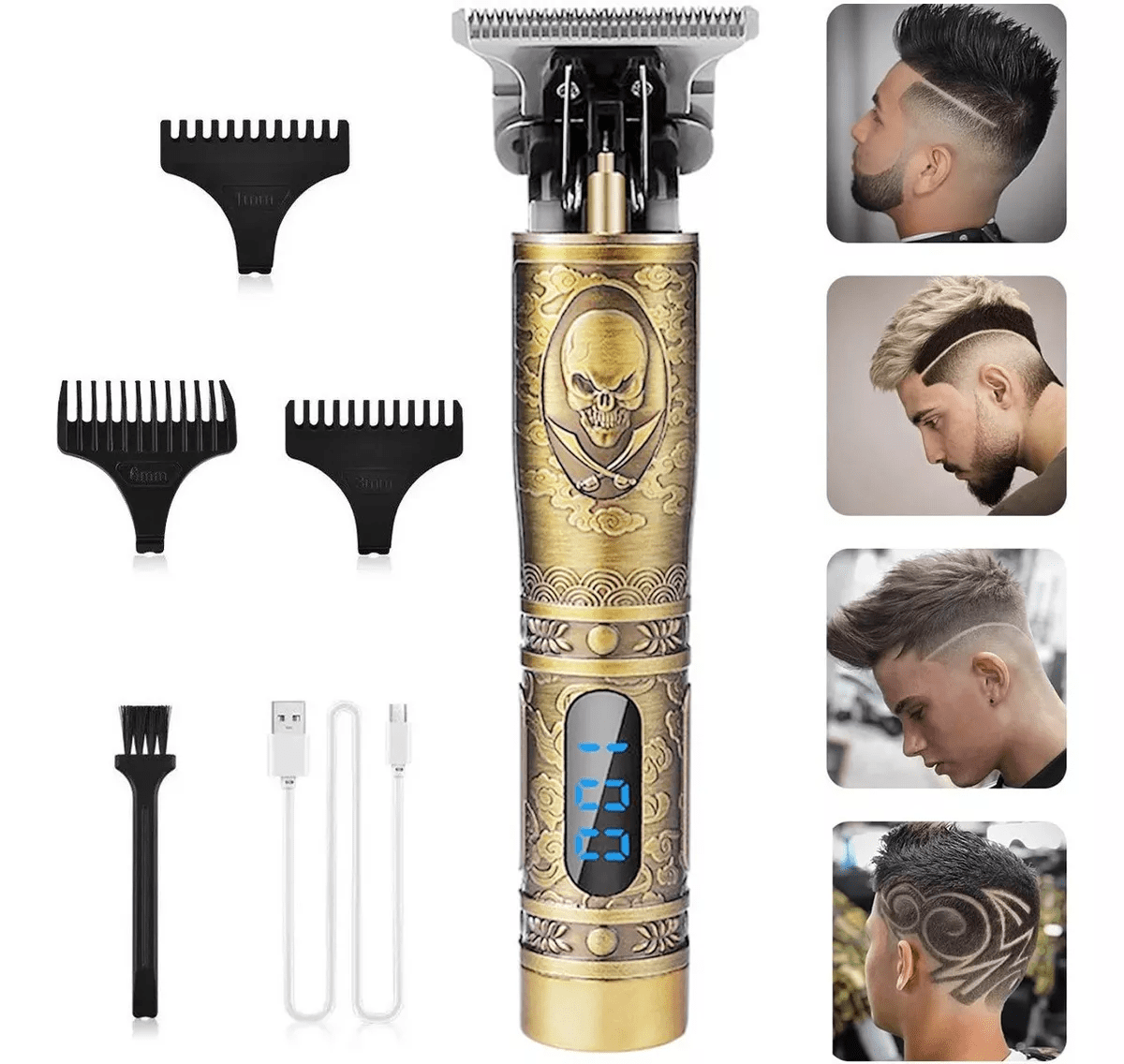 Professional Mens Hair Clippers, Beard Trimmer Barber Hair Cut Grooming Kit, Zero Gapped Trimmers, Hair Clippers for Men, Rechargeable Close Cutting T
