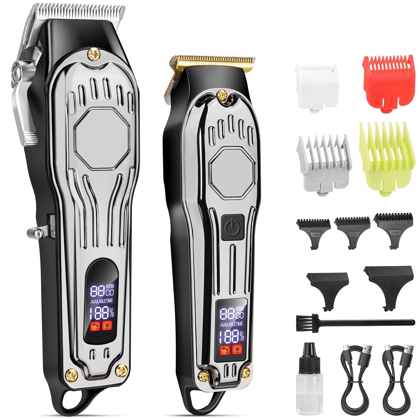 Prozing Hair Clippers for Men, Professional Barber Clippers and Rechargeable Hair Cutting Kit, Electric Hair Trimmer for Men with LED Display for Hair Beard Styling, Gift for Mens