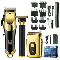 Hair Clippers for Men Professional, Cordless Beard Trimmer & Electric Razor Shavers for Men, Rechargeable 3 Piece Barber Hair Cutting Kit LED Display Men's Grooming Kit