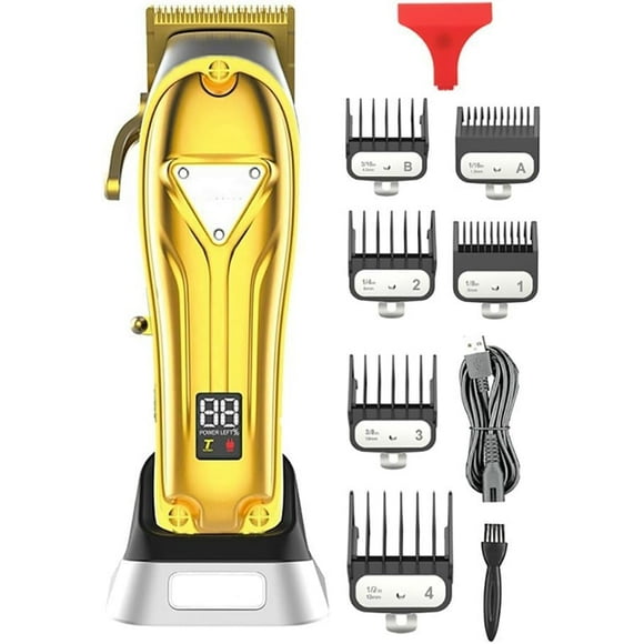Hair Clippers for Men, Professional All Metal Hair Clipper Barber Adjustable Cordless Electric Beard Hair Trimmer for Men Haircut Machine Rechargeable (Color : Gold)