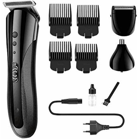 Hair Clippers for Men, Trimmer for Men, Low Noise Clippers for Men Cordless Hair Trimmer Rechargeable Electric Hair Cutting Kit, Three-in-One Nose Hair Device, Black