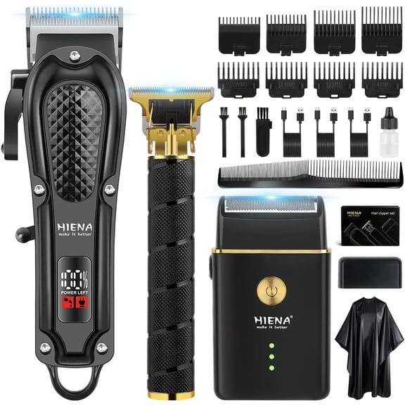 Hair Clippers for Men fessional, Cordless Barber Clipper T-Blade Beard/Hair Trimmer Foil Shaver Full Set, Electric Men's Cutting Kit with 8 Guide Combs