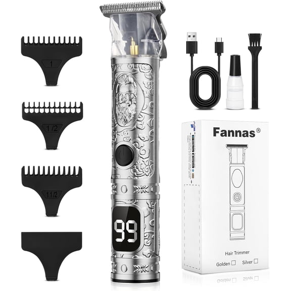Hair Clippers for Men, fessional Trimmer Barber Cordless Zero Gapped with LCD Display, Mens Gifts Beard T Liners Shavers Edgers Clipper Cutting - Silver