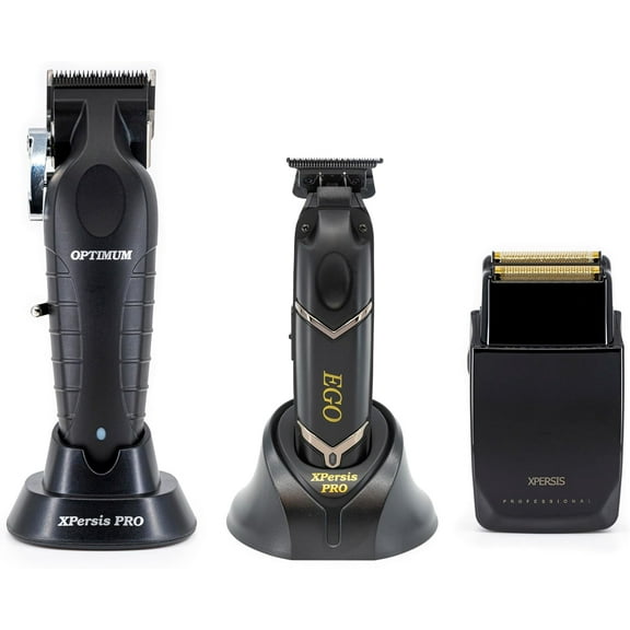 Hair Clippers for Mens,Barbers Professional Cordless Hair Clippers + Cordless Hair Trimmers Ego Brushless and DLC Blade+Electric Razor Foil Shaver with Sharp Blades Black