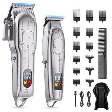 Hair Clippers, Professional Beard Trimmer Set, Cordless Barber Clippers Hair Cutting Kit & Zero Gap T-Blade Trimmer Combo with LED Display, 13 Premium Guards for Men Women Husband Father Gifts