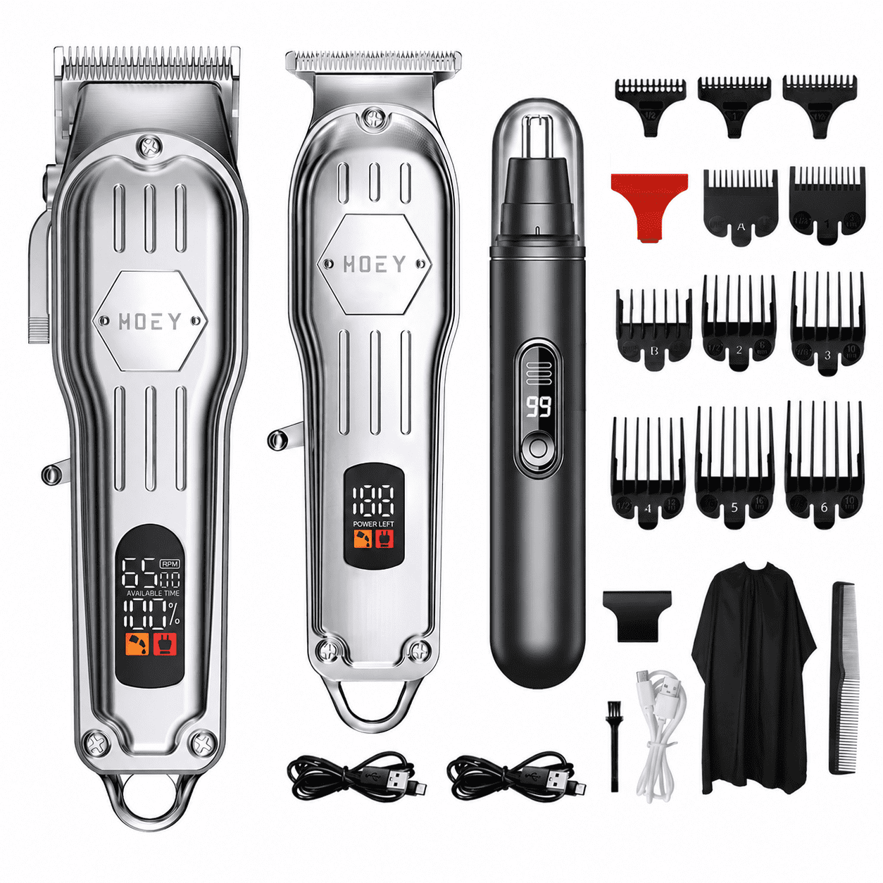 Obacre Professional Hair Clippers for Men, Cordless Barber Clippers Kit with LCD Display, Rechargeable Hair Trimmer Set for Home Haircut and Beard Grooming