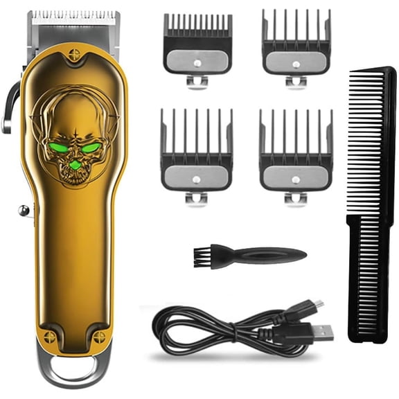 Hair Clippers for Men, All Metal Hairdressing Hair Trimmer for Men Salon Professional Electric Hair Clipper Beard Haircut Machine (Color : Gold)