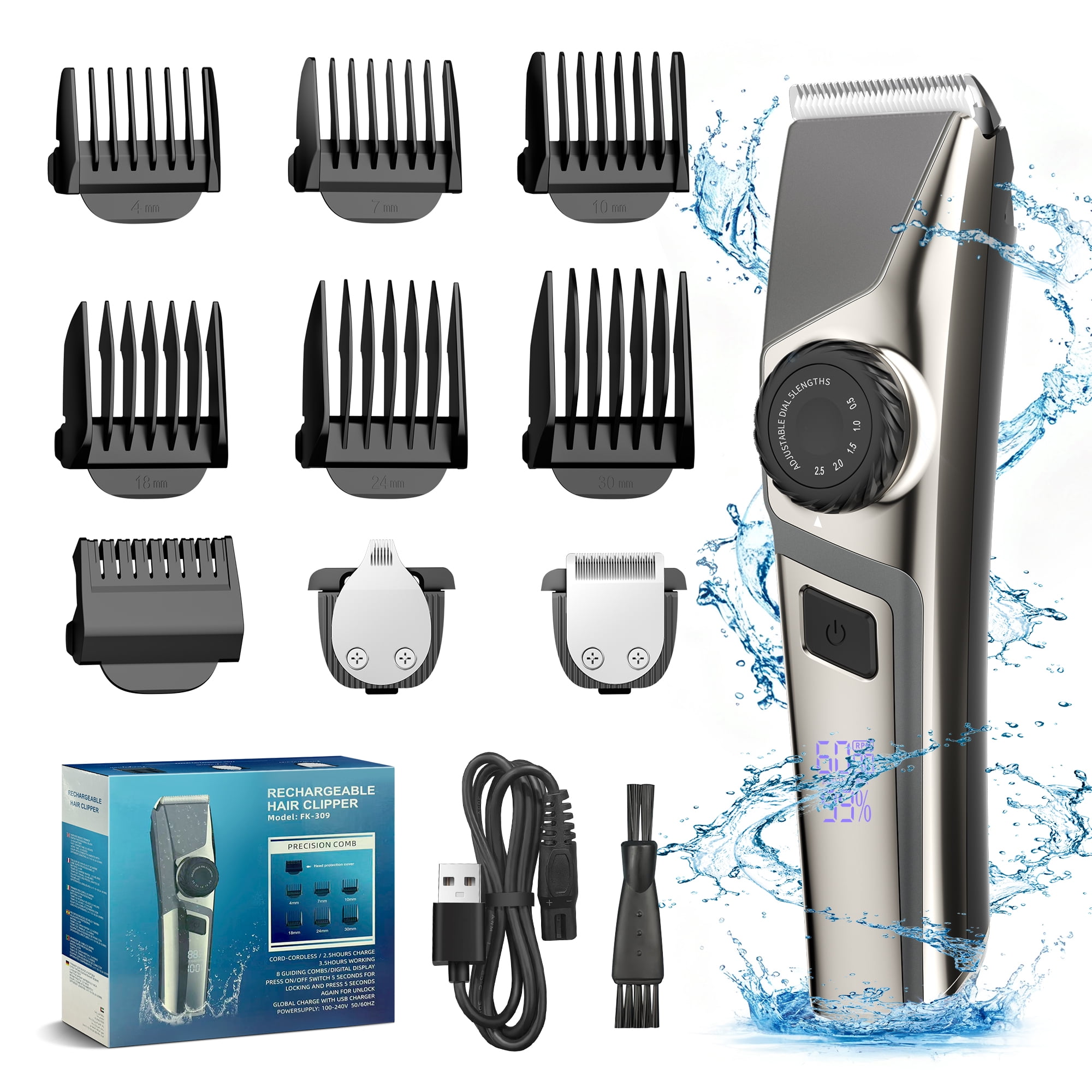 Hair Clippers for Men, Cordless Mens Hair Clippers with Extra Replacement Blade, Rechargeable Mens Haircut Grooming and Trimmer Kit for Beard