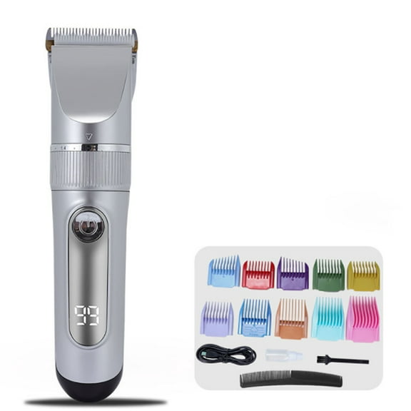 Hair Clippers for Men Electric Hair Cutting Kit Hair Trimmer Barber Kit with Adjustable Speeds Guide Combs Silver