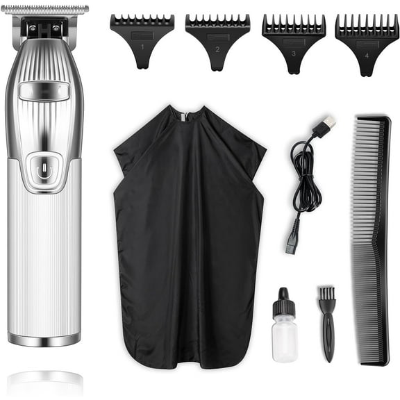 Hair Clippers for Men Professional, 0mm Cordless Hair Trimmer Beard Trimmer with T Blade Zero Gapped Rechargeable Grooming Kit, Black