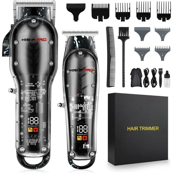 Hair Clippers for Men, Professional Cordless Rechargeable T Liner Trimmer Set, Barber Hair Cutting Kit With LED Display, Gifts