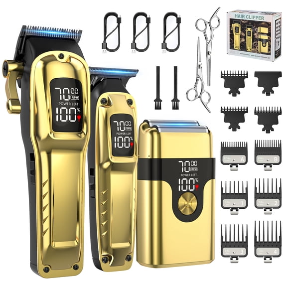 Professional Hair Clipper for Men, 3 in 1 Hair Clipper Beard Trimmer and Electric Foil Shaver Set with LED Display, Cordless Grooming Kit for Home, Travel, Barber, Ideal Gift for Mens