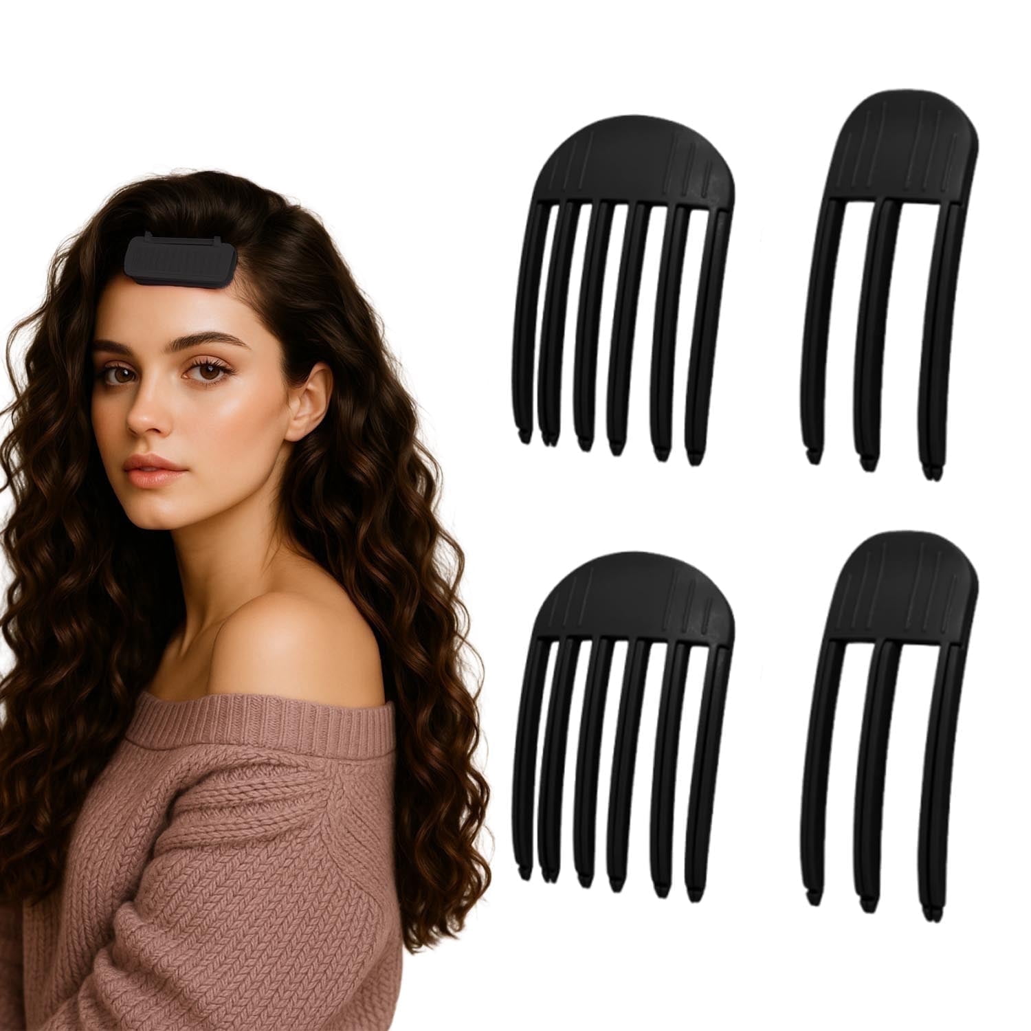 Root Riser Hair Clips Hair Clips, 4-Pack Black, Professional Root Lifting Accessories for All ...