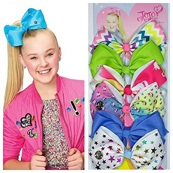 Hair Clips - 6 pieces/set jojo siwa rainbow printed knot ribbon bow for girls handmade boutique hair clip children hair accessories (1)