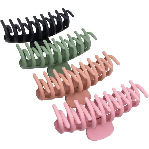 Hair Clips Big Hair Claw Clips Nonslip Large Claw Clip for Women and Girls Thin Hair, Strong Hold for Thick Hair, 4 Color Available 4 Inch (4 Packs)