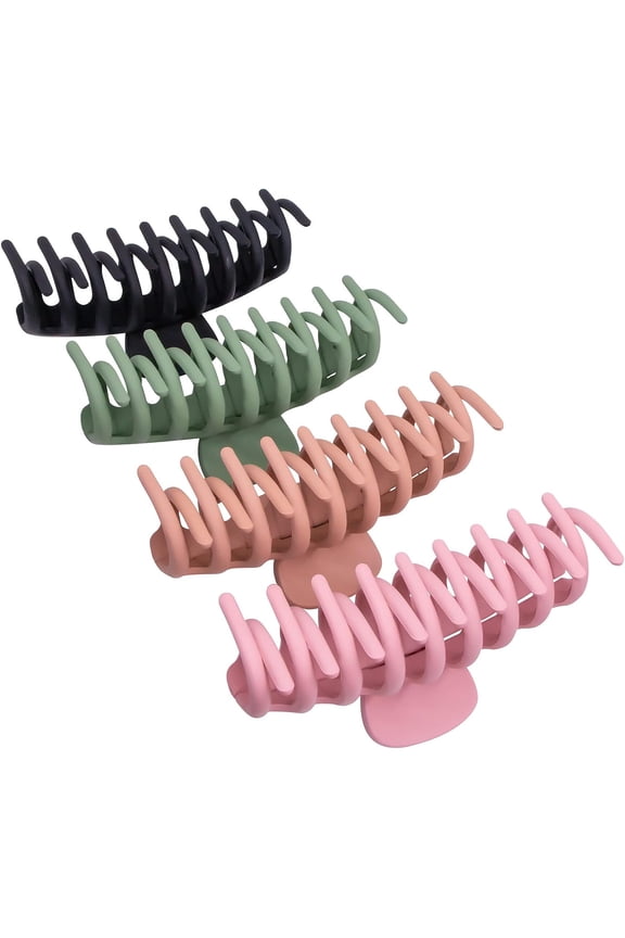 Hair Clips Big Hair Claw Clips Nonslip Large Claw Clip for Women and Girls Thin Hair, Strong Hold for Thick Hair, 4 Color Available 4 Inch (4 Packs)