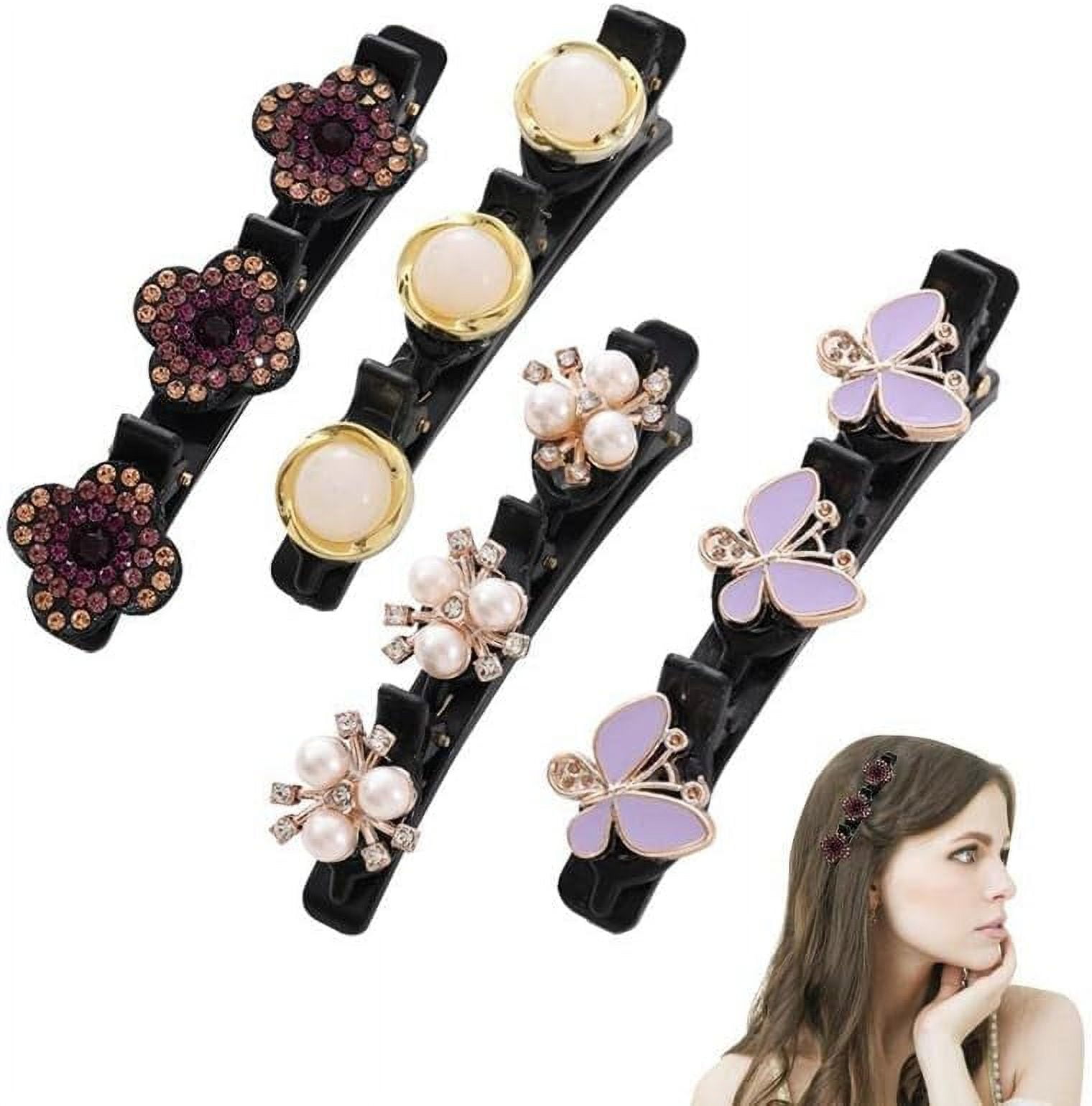 Hair Clips Braiding Hair Clips 4 Hair Stones for Braids Double Bangs