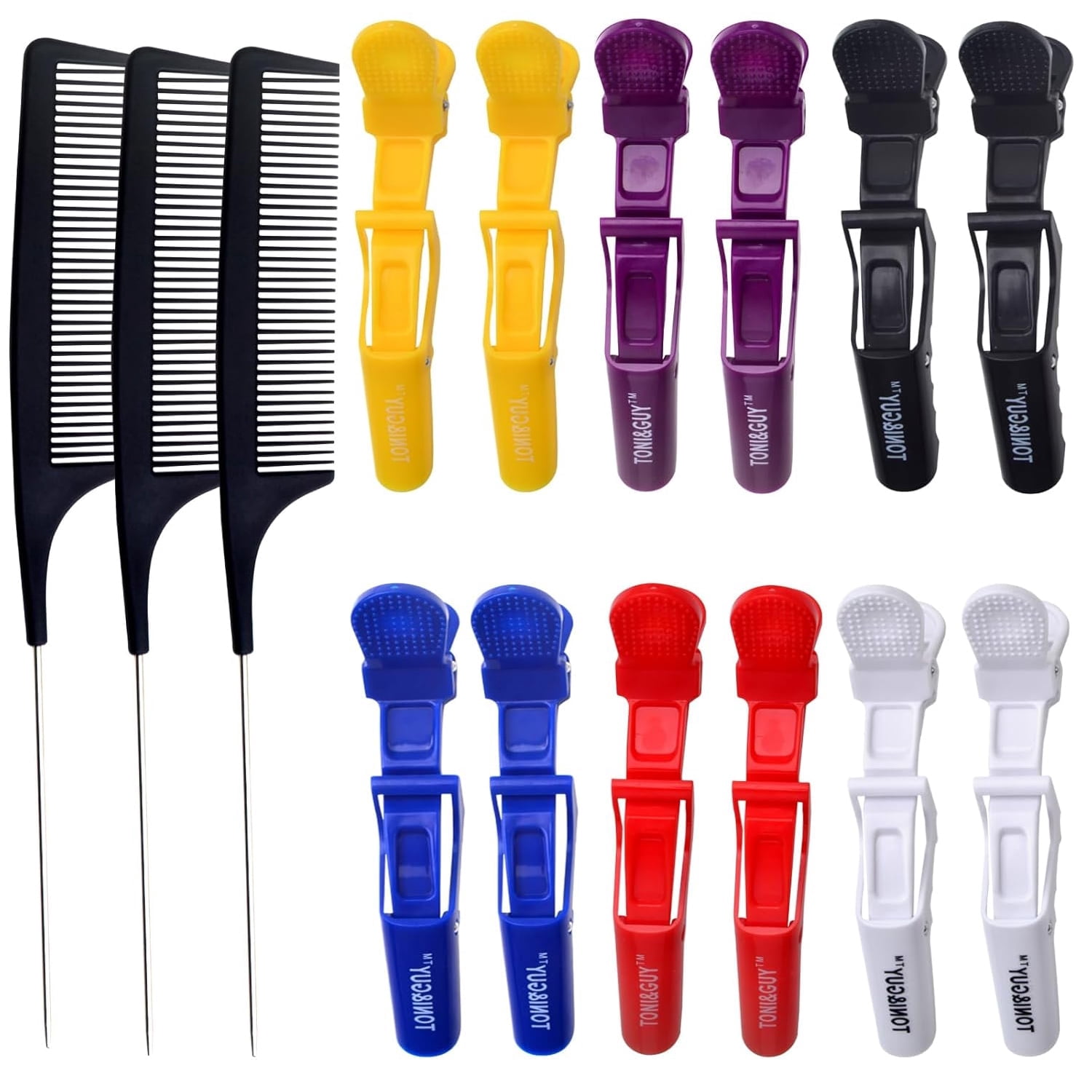 Hair Clips Combs Set, 12pcs Colorful Styling Sectioning Alligator Clips ...